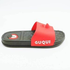 Guqui Womens‎ Horned Slides Sandals Red Black NEW